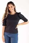 Blusa Dwz Canelada Manga Bufante Com Lastex