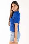 Blusa Dwz Canelada Manga Bufante Com Lastex