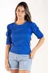 Blusa Dwz Canelada Manga Bufante Com Lastex