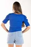 Blusa Dwz Canelada Manga Bufante Com Lastex