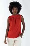 Blusa Dwz Gola Plissada Sem Manga Lisa