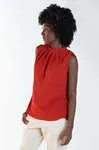 Blusa Dwz Gola Plissada Sem Manga Lisa