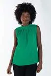 Blusa Dwz Gola Plissada Sem Manga Lisa