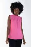 Blusa Dwz Gola Plissada Sem Manga Lisa