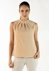 Blusa Dwz Gola Plissada Sem Manga Lisa