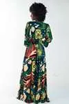 Vestido Dwz Longo Estampado Manga 3/4 Com Bojo