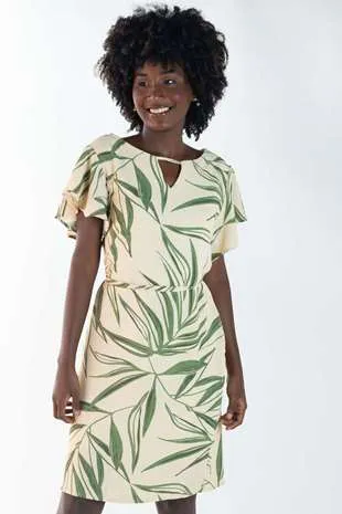 Vestido Dwz Curto Estampado Manga Babado