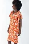 Vestido Dwz Curto Estampado Manga Babado
