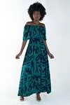 Vestido Dwz Estampado Midi Ombro a Ombro