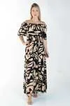 Vestido Dwz Estampado Midi Ombro a Ombro
