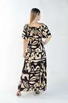 Vestido Dwz Estampado Midi Ombro a Ombro