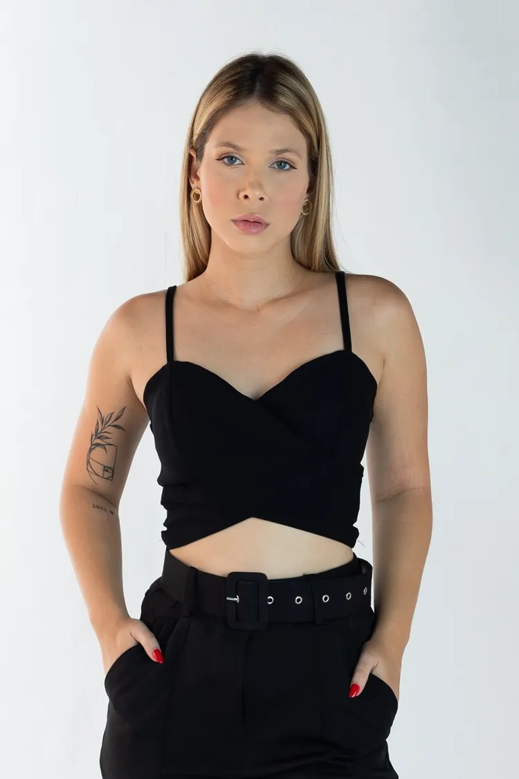 Cropped Dwz Bengaline Transpassado liso