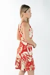 Vestido Dwz Curto Estampado Barra Plissada