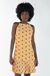 Vestido Dwz Curto Estampado Barra Plissada
