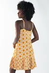 Vestido Dwz Curto Estampado Barra Plissada