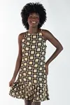 Vestido Dwz Curto Estampado Barra Plissada