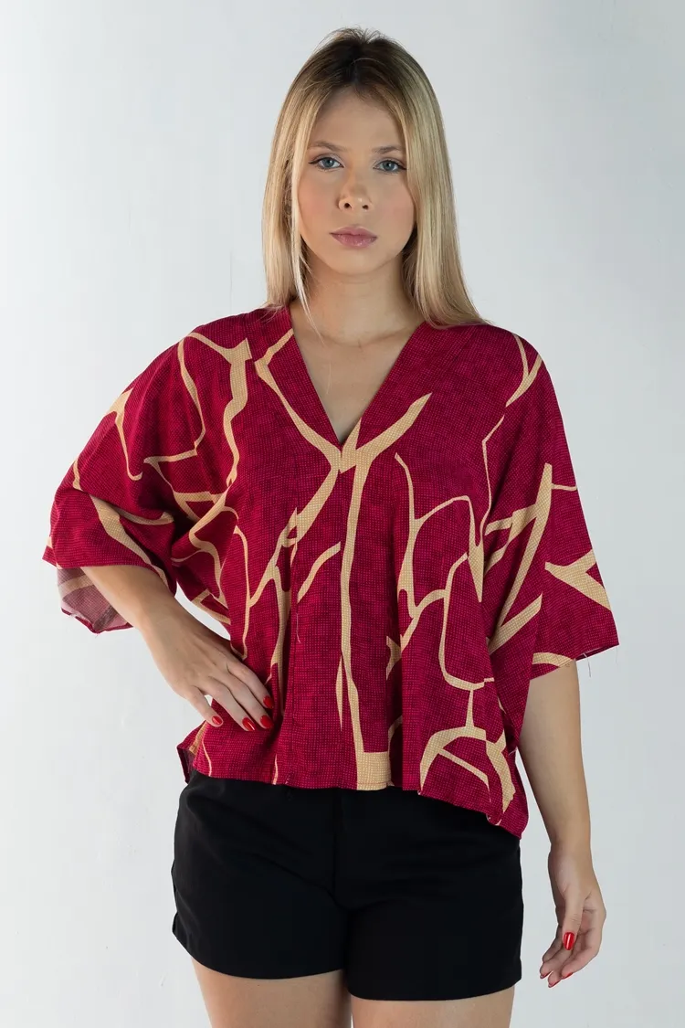 Blusa Dwz Manga Morcego Estampada