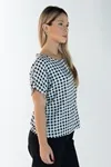 Blusa Dwz Manga curta estampa xadrez