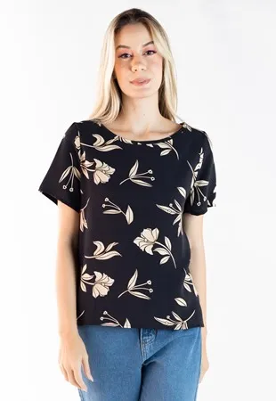 Blusa Dwz Manga Curta Estampada