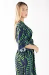 Vestido Dwz Manga Ampla Estampado Com Elastico Na Cintura