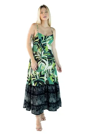 Vestido Dwz Longo Amarracao Estampado