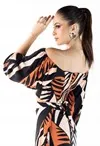 Cropped Dwz Lastex Nas Costas Estampado