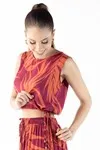 Cropped Dwz Estampado Com Amarracoes Laterais