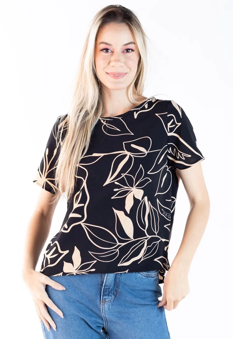 Blusa Dwz Manga Curta Estampada