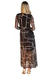 Vestido Dwz Tule Midi Manga Longa Estampado
