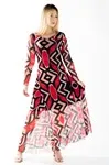 Vestido Dwz Tule Midi Manga Longa Estampado