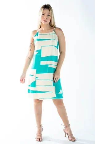 Vestido Dwz Decote Quadrado Com Alcas Regulaveis Estampado