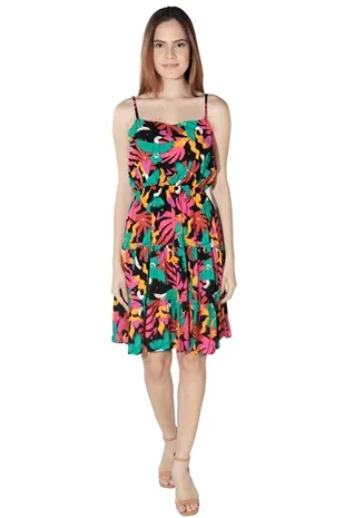 Vestido Dwz Curto Com Alcas Regulaveis Estampado