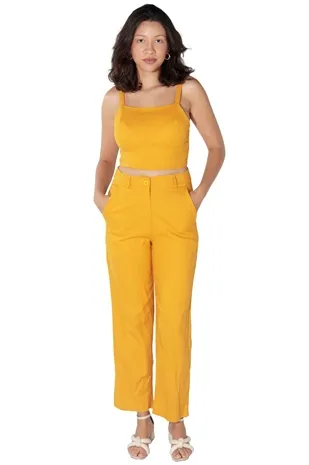 Conjunto Dwz Linho Com Calca e Cropped Com Bojo