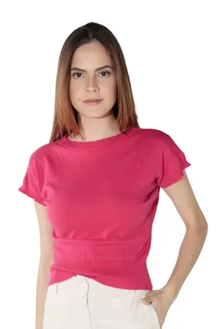 Blusa Dwz Tricot Manga Curta Gola Redonda