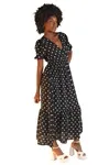 Vestido Dwz Midi Lastex Na Cintura Poa