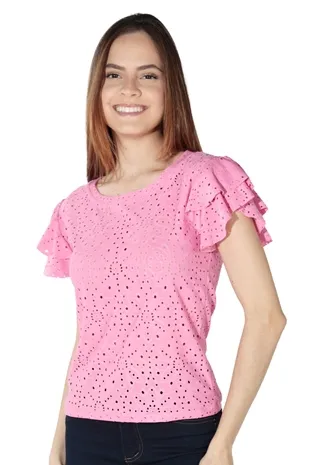 Blusa Dwz Laise Manga Babado