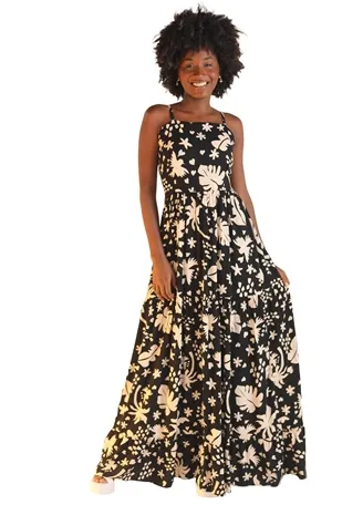 Vestido Dwz Longo Com Bojo Estampado
