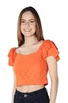 Cropped Dwz Laise Ombro a Ombro Manga Babado