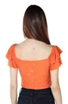 Cropped Dwz Laise Ombro a Ombro Manga Babado