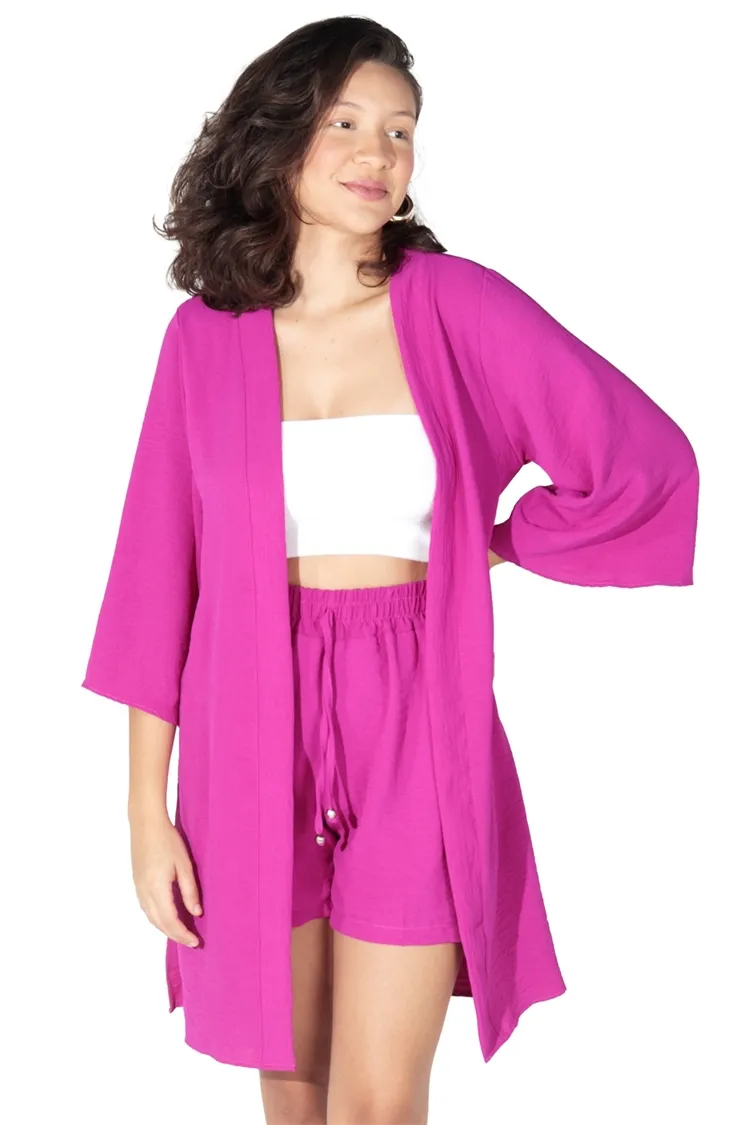 Conjunto Dwz Kimono Com Short Liso - Conjunto Dwz Kimono Com Short