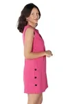 Vestido Dwz Linho Com Botoes Lateral Liso
