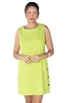 Vestido Dwz Linho Com Botoes Lateral Liso
