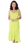 Vestido Dwz Linho Transpassado Com Babado