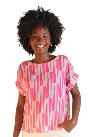 Blusa Dwz Estampada Manga Dobrada
