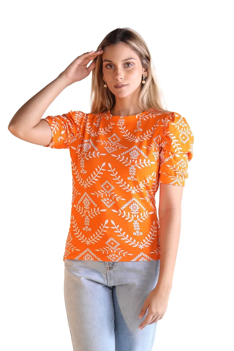 Blusa Dwz Manga Curta Estampada