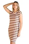 Vestido Dwz Listrado Curto De Malha