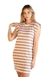 Vestido Dwz Listrado Curto De Malha