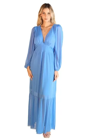 Vestido Dwz Longo Liso De Tule Com Bojo