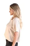 Blusa Dwz Manga Curta De Linho Com Bolso