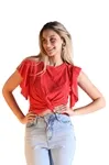Blusa Dwz Laise Com No Frontal e Manga Babado